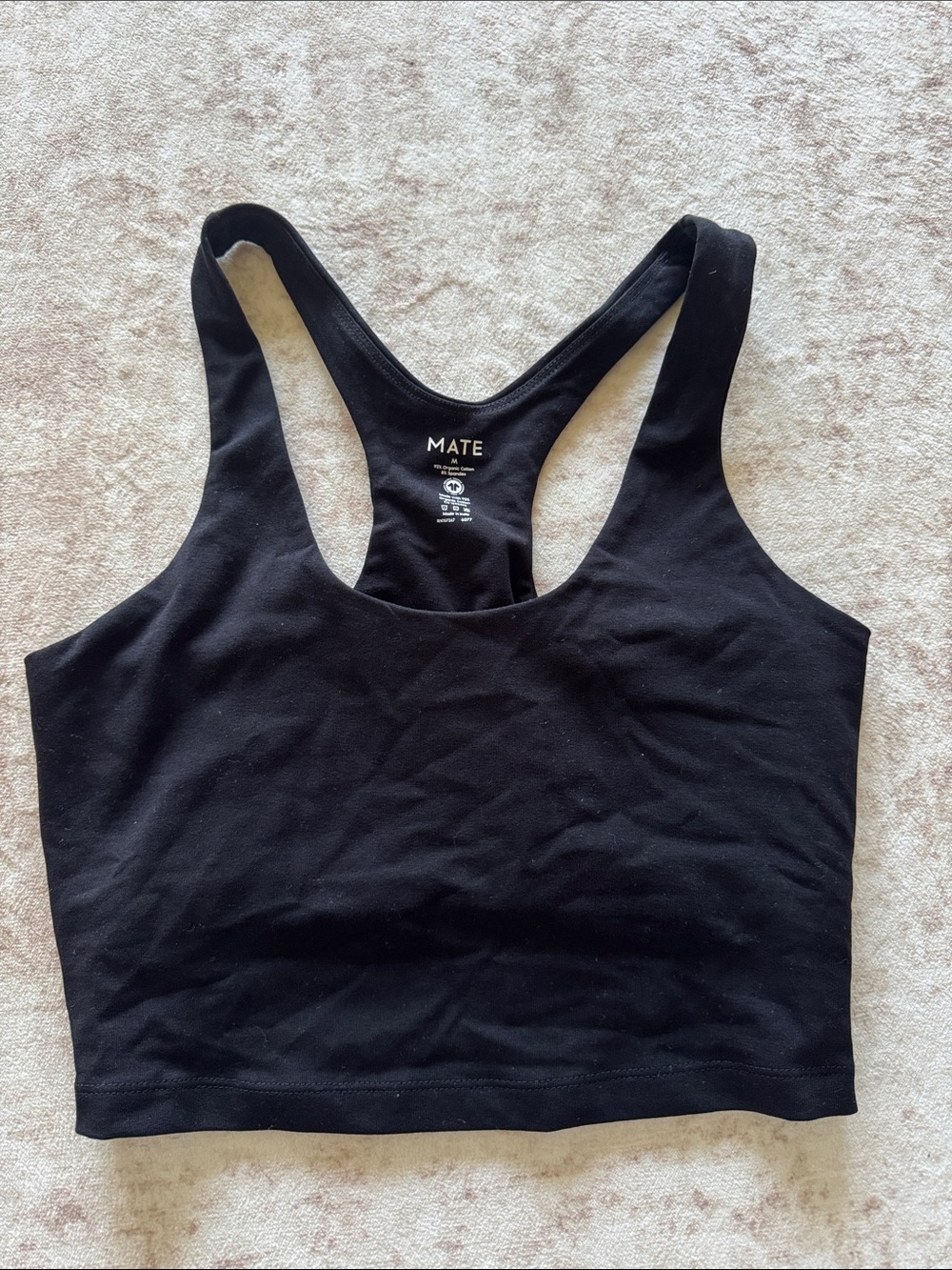 NWOT MATE the Label Organic Stretch Black Sports Bra - M